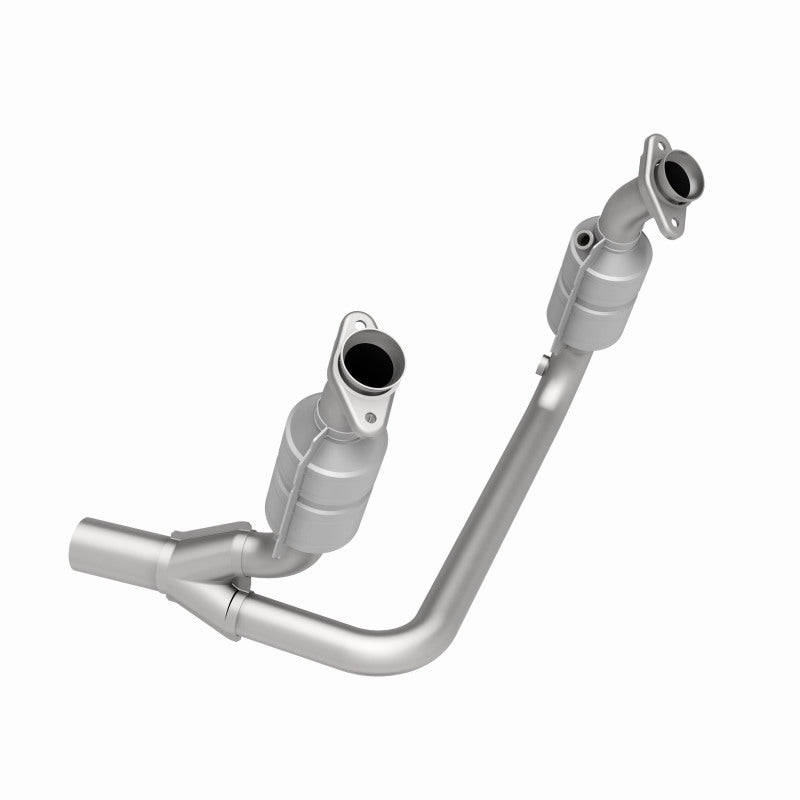 MagnaFlow 24770 hm grade direct-fit catalytic converter, opposite rear three-quarter view of the turntable spin