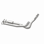 MagnaFlow 95470 hm grade direct-fit catalytic converter, opposite rear three-quarter view of the turntable spin