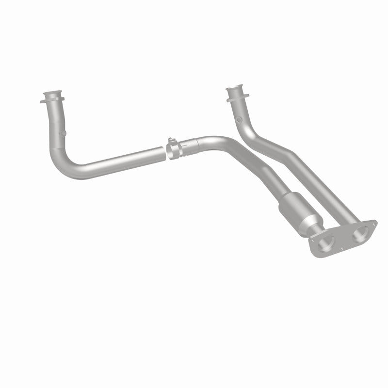 MagnaFlow 52054 oem grade direct-fit catalytic converter, rear three-quarter view of the turntable spin