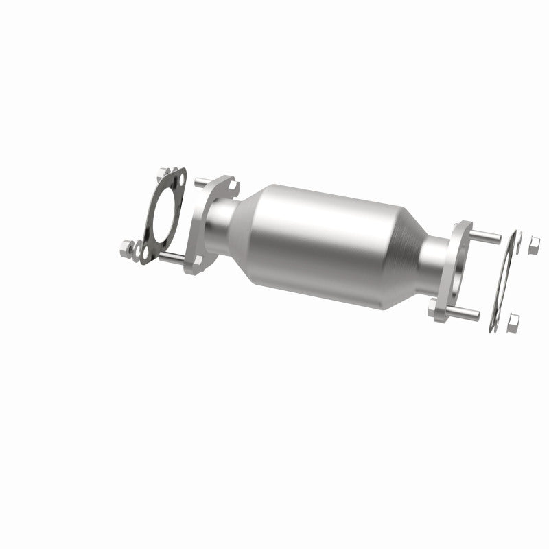 MagnaFlow 49740 oem grade direct-fit catalytic converter, opposite rear three-quarter view of the turntable spin
