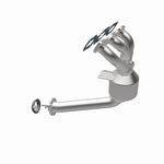 MagnaFlow 452011 carb manifold converter, opposite rear three-quarter view of the turntable spin