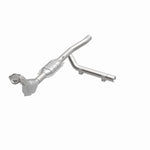 MagnaFlow 93130 hm grade direct-fit catalytic converter, opposite front three-quarter view of the turntable spin