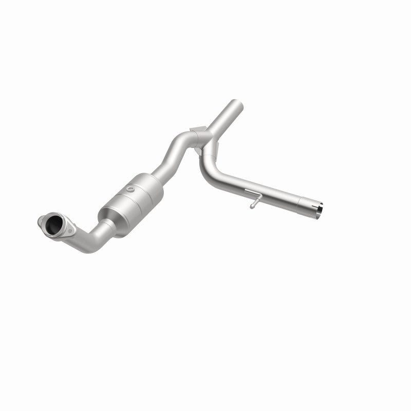 MagnaFlow 93124 hm grade direct-fit catalytic converter, opposite front three-quarter view of the turntable spin