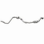 MagnaFlow 447263 carb direct-fit catalytic converter, opposite rear three-quarter view of the turntable spin
