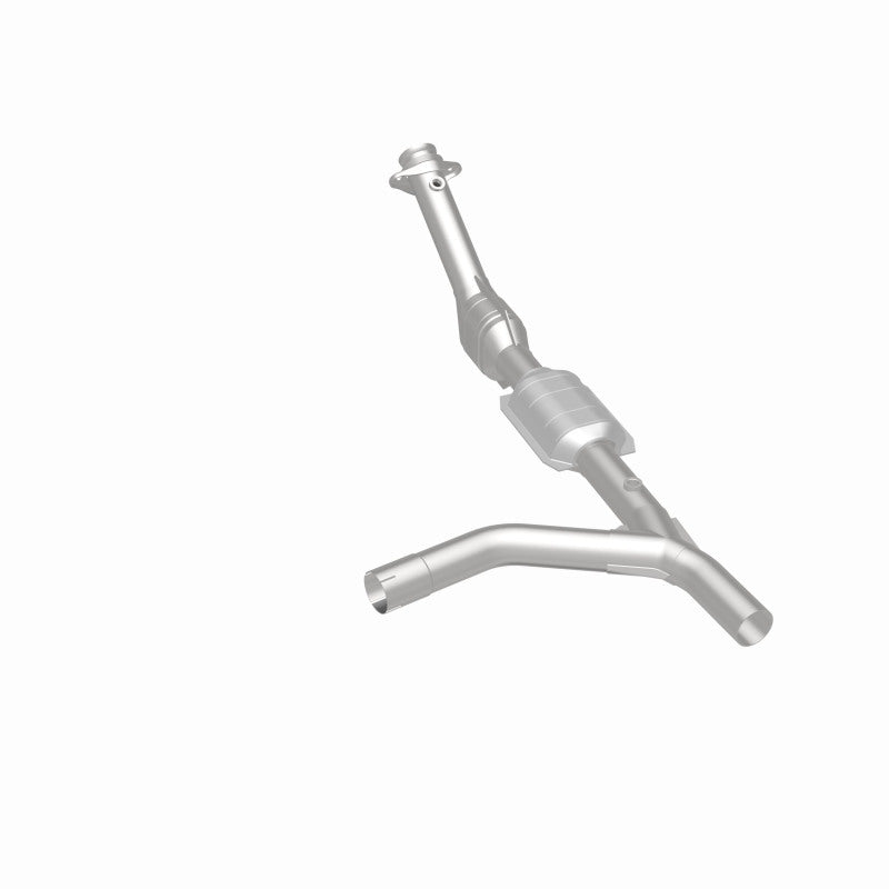 MagnaFlow 51692 oem grade direct-fit catalytic converter, rear three-quarter view of the turntable spin