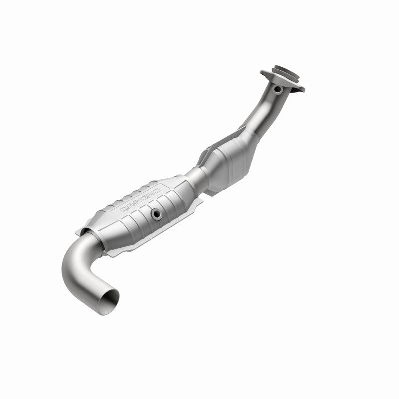 MagnaFlow 447121 carb direct-fit catalytic converter, rear view of the turntable spin
