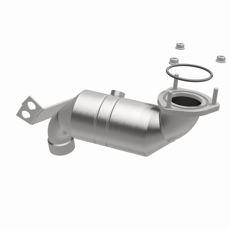 MagnaFlow 51430 oem grade direct-fit catalytic converter, opposite front three-quarter view of the turntable spin