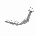 MagnaFlow 551937 carb direct-fit catalytic converter, opposite rear three-quarter view of the turntable spin