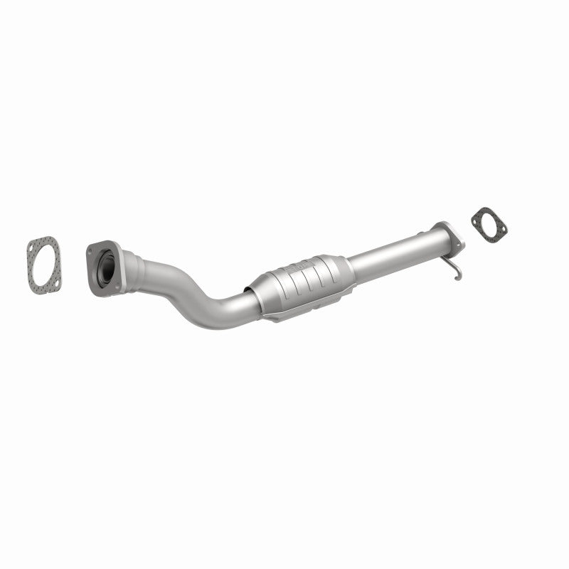 MagnaFlow 93177 hm grade direct-fit catalytic converter, front three-quarter view of the turntable spin