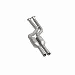 MagnaFlow 49760 oem grade direct-fit catalytic converter, rear three-quarter view of the turntable spin