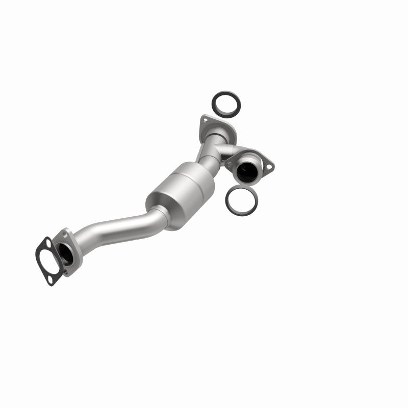 MagnaFlow 49512 oem grade direct-fit catalytic converter, opposite front three-quarter view of the turntable spin