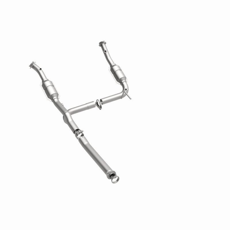 MagnaFlow 93111 hm grade direct-fit catalytic converter, front three-quarter view of the turntable spin