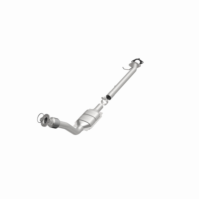 MagnaFlow 93171 hm grade direct-fit catalytic converter, opposite front three-quarter view of the turntable spin
