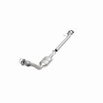 MagnaFlow 93171 hm grade direct-fit catalytic converter, opposite front three-quarter view of the turntable spin
