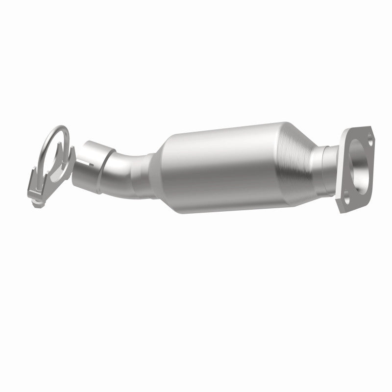 MagnaFlow 5671448 carb direct-fit catalytic converter, opposite rear three-quarter view of the turntable spin