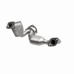 MagnaFlow 93110 hm grade direct-fit catalytic converter, opposite front three-quarter view of the turntable spin