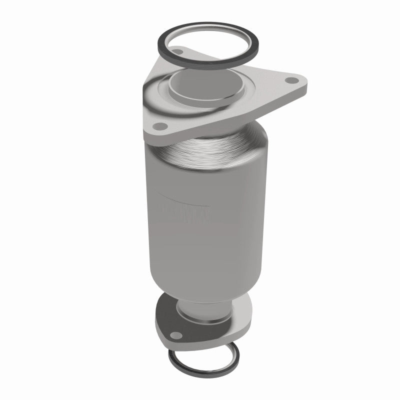 MagnaFlow 49909 oem grade manifold converter, opposite front three-quarter view of the turntable spin