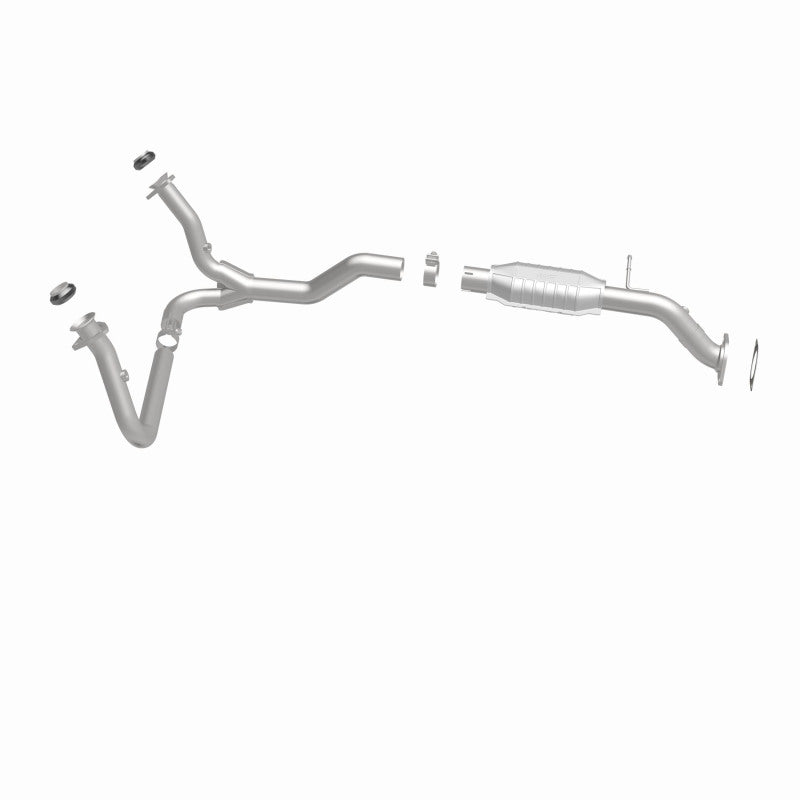 MagnaFlow 49573 oem grade direct-fit catalytic converter, side view of the turntable spin
