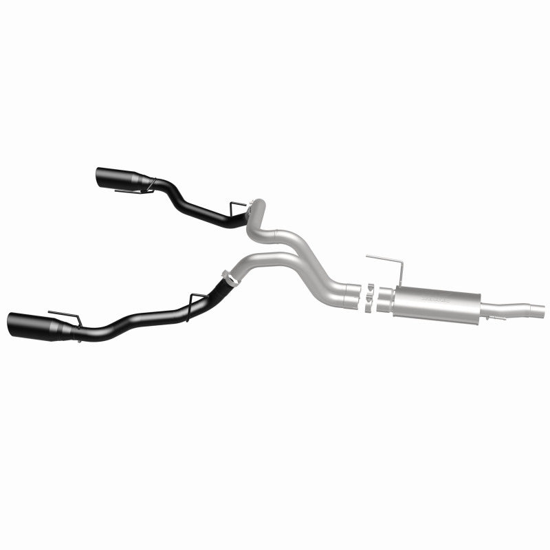 MagnaFlow 19584 neo series cat-back exhaust, side view of the turntable spin