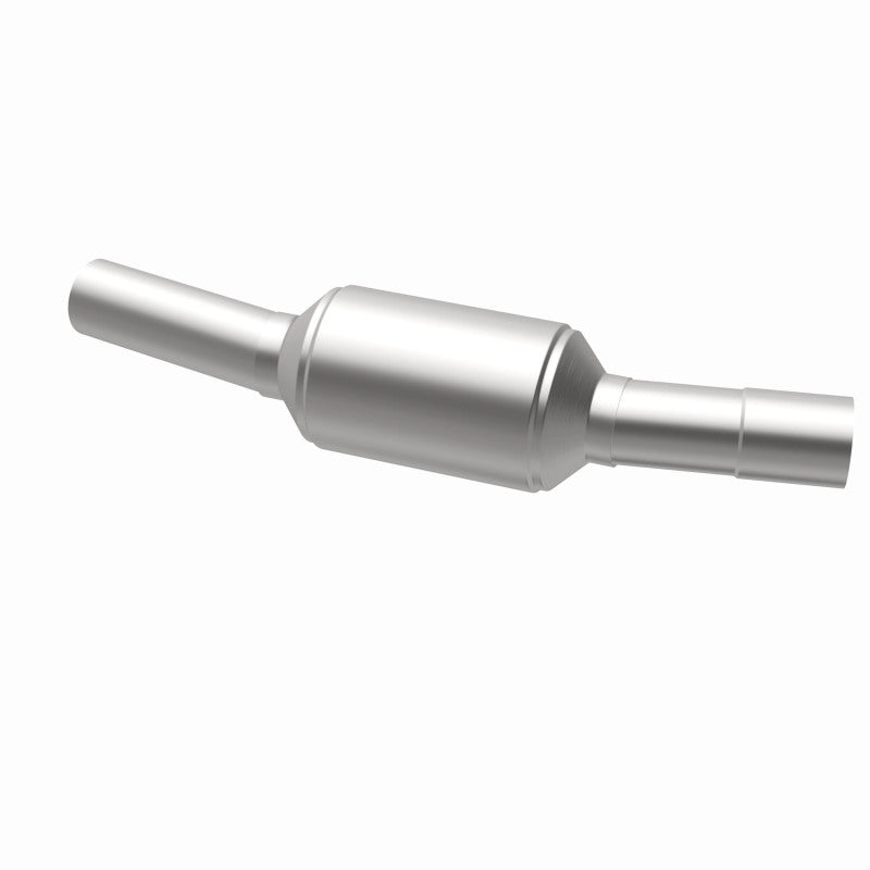MagnaFlow 3391432 carb direct-fit catalytic converter, opposite rear three-quarter view of the turntable spin