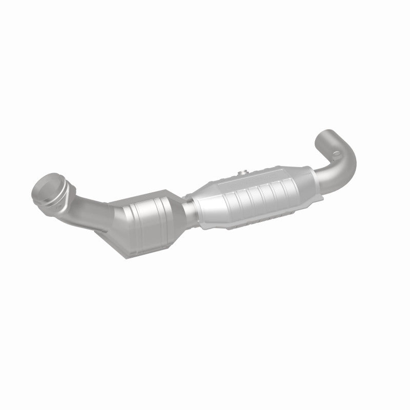 MagnaFlow 93321 hm grade direct-fit catalytic converter, rear three-quarter view of the turntable spin