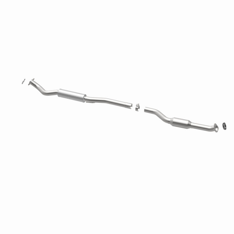 MagnaFlow 52217 oem grade direct-fit catalytic converter, opposite rear three-quarter view of the turntable spin