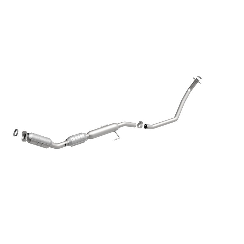 MagnaFlow 551496 carb direct-fit catalytic converter, front three-quarter view of the turntable spin