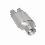 MagnaFlow 99047HM universal catalytic converter, rear three-quarter view of the turntable spin