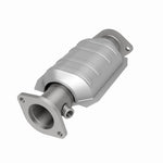 MagnaFlow 49996 oem grade direct-fit catalytic converter, opposite front three-quarter view of the turntable spin