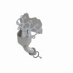 MagnaFlow 52548 oem grade manifold converter, front three-quarter view of the turntable spin