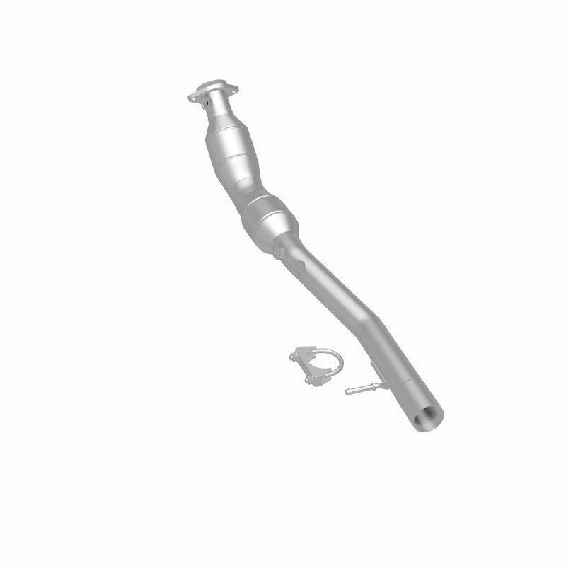 MagnaFlow 93680 hm grade direct-fit catalytic converter, rear three-quarter view of the turntable spin