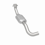 MagnaFlow 49412 oem grade direct-fit catalytic converter, rear three-quarter view of the turntable spin