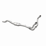 MagnaFlow 93215 hm grade direct-fit catalytic converter, opposite rear three-quarter view of the turntable spin