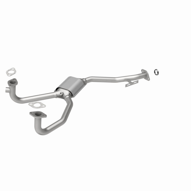 MagnaFlow 23868 epa direct-fit catalytic converter, front three-quarter view of the turntable spin