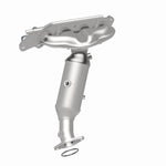 MagnaFlow 49375 oem grade manifold converter, rear three-quarter view of the turntable spin