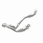 MagnaFlow 5451631 carb direct-fit catalytic converter, opposite rear three-quarter view of the turntable spin