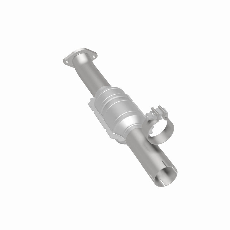 MagnaFlow 52108 oem grade direct-fit catalytic converter, rear three-quarter view of the turntable spin