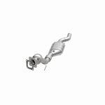 MagnaFlow 24314 hm grade direct-fit catalytic converter, opposite front three-quarter view of the turntable spin