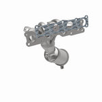 MagnaFlow 5531970 carb manifold converter, opposite front three-quarter view of the turntable spin