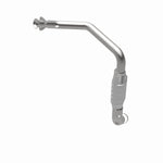 MagnaFlow 93615 hm grade direct-fit catalytic converter, opposite rear three-quarter view of the turntable spin