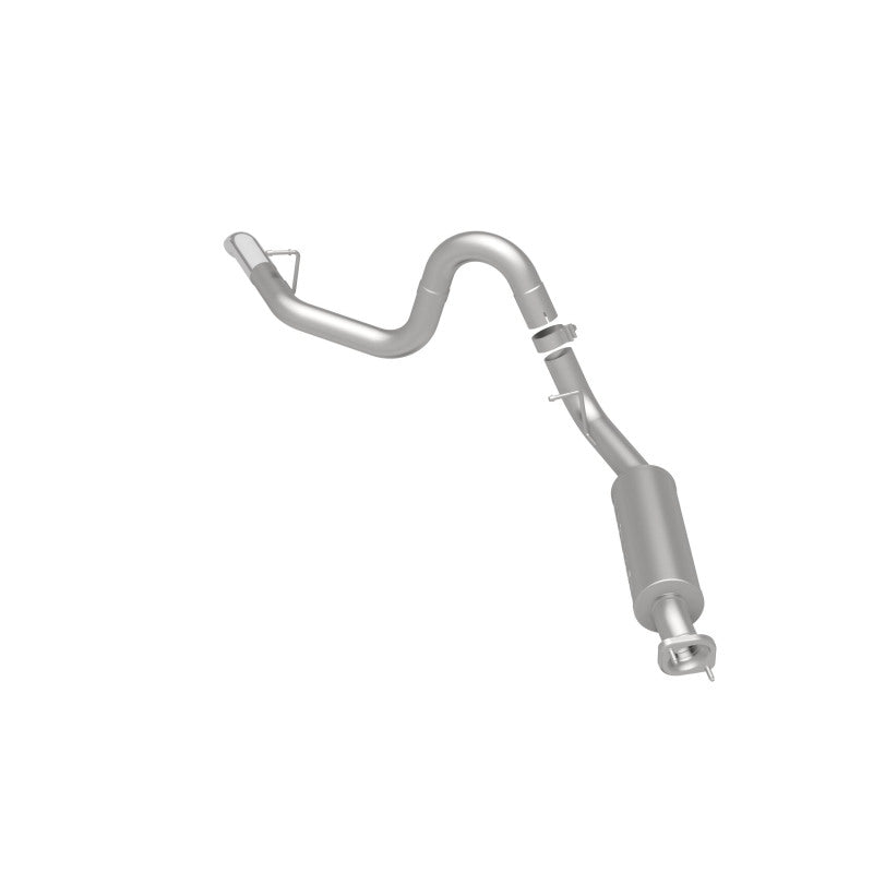 MagnaFlow 16390 competition series cat-back exhaust, rear three-quarter view of the turntable spin