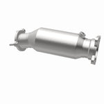 MagnaFlow 5561292 carb direct-fit catalytic converter, opposite rear three-quarter view of the turntable spin
