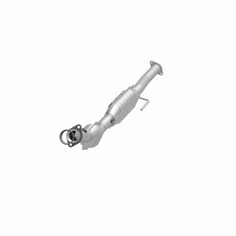 MagnaFlow 52112 oem grade direct-fit catalytic converter, opposite front three-quarter view of the turntable spin
