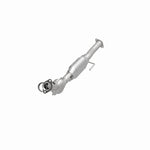 MagnaFlow 52112 oem grade direct-fit catalytic converter, opposite front three-quarter view of the turntable spin