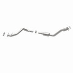 MagnaFlow 4551039 carb direct-fit catalytic converter, opposite rear three-quarter view of the turntable spin