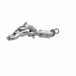 MagnaFlow 5531868 carb manifold converter, opposite front three-quarter view of the turntable spin