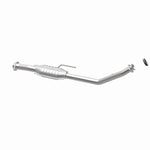 MagnaFlow 23380 hm grade direct-fit catalytic converter, opposite rear three-quarter view of the turntable spin