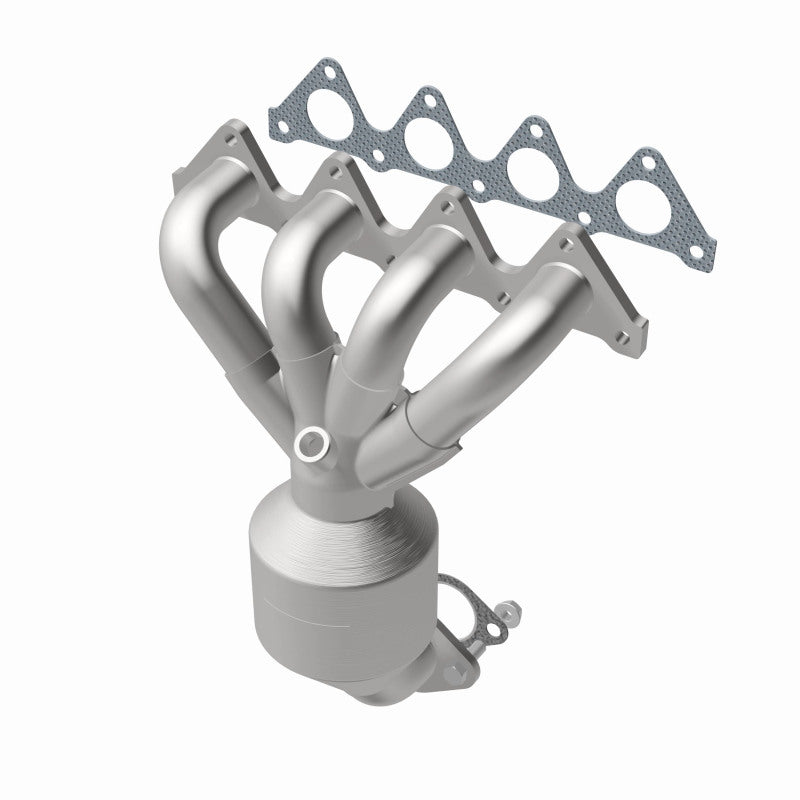 MagnaFlow 49035 oem grade manifold converter, opposite front three-quarter view of the turntable spin