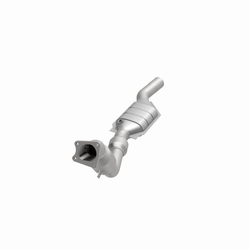 MagnaFlow 24500 hm grade direct-fit catalytic converter, opposite front three-quarter view of the turntable spin