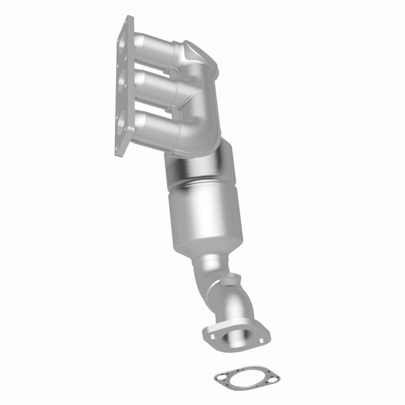 MagnaFlow 452466 carb manifold converter, rear three-quarter view of the turntable spin